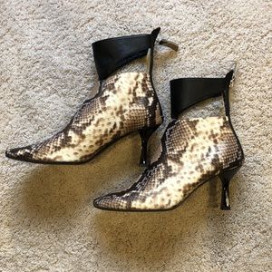 AGL Italian Snakeskin Heeled Booties - Size 9.5